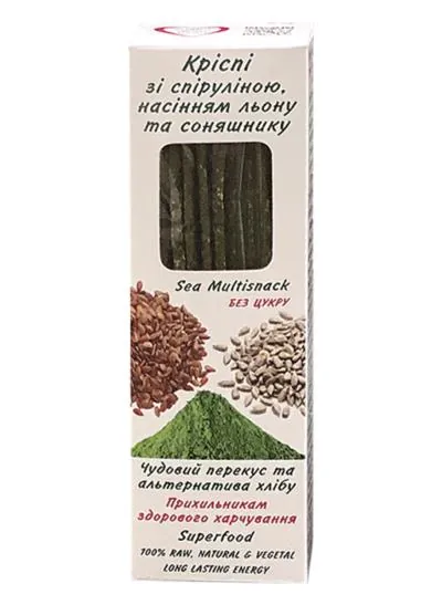 Кріспі зі спіруліною, насінням льону та соняшнику Golden Kings of Ukraine Sea Multisnack без цукру, 140 г