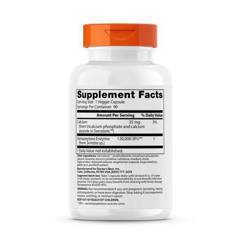 Серрапептаза Doctor's Best Serrapeptase 120000 SPU, 90 капсул