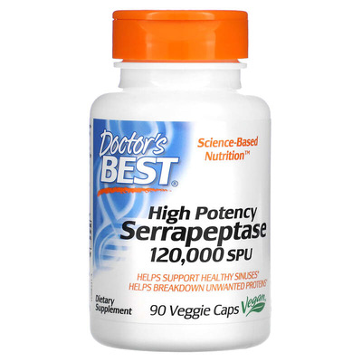 Серрапептаза Doctor's Best Serrapeptase 120000 SPU, 90 капсул