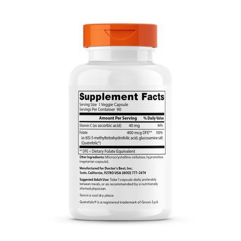 Фолат Doctor's Best Fully Active Folate 400 мкг, 90 капсул