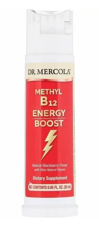 Вітамін В12 Dr. Mercola Vitamin B12 Energy Booster смак ожини, спрей, 25 мл