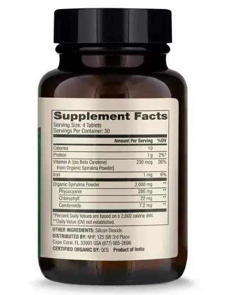 Спіруліна Dr. Mercola Organic Spirulina 500 мг, 120 таблеток
