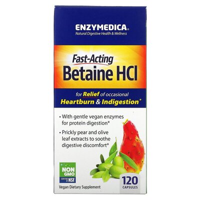 Бетаин гидрохлорид Enzymedica Betaine HCI, 120 капсул