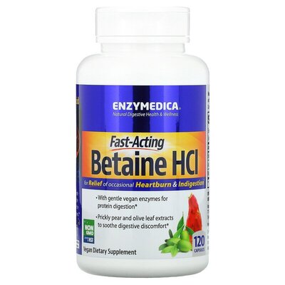 Бетаин гидрохлорид Enzymedica Betaine HCI, 120 капсул
