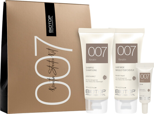 Набор Biotop 007 Keratin Starter Kit (шампунь 100 мл + маска 100 мл + сыворотка 10 мл)