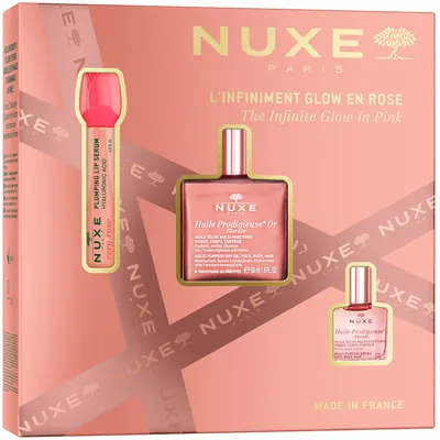 Набір Nuxe L'infiniment Glow En Rose Олія суха золото 50 мл + Сироватка для губ 8 мл + Олія суха 10 мл