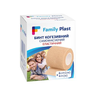 Бинт когезивный FP Family Plast самофиксирующийся эластичный, 6 см х 4 м