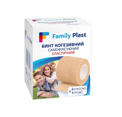 Бинт когезивний FP Family Plast самофіксуючий еластичний, 6 см х 4 м