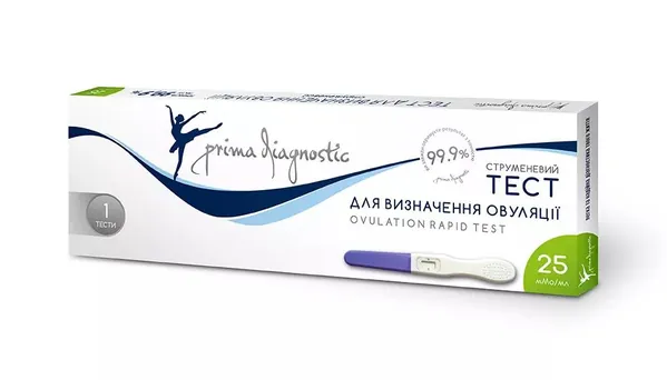 Тест струменевий Prima Diagnostic Ovulation Rapid Test для визначення овуляції 25 мМО/мл, 1 штука