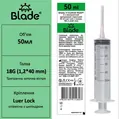 Шприц 50 мл Blade 3-х компонентний Luer Lock з голкою 18G (1,2 х 40 мм), зелений поршень, 1 штука