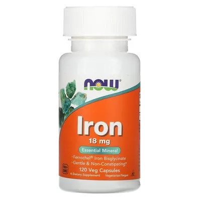 Залізо NOW Iron 18 мг вег. капсули №120