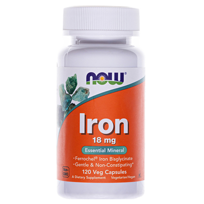 Железо NOW Iron Ferrochel(r) 18 мг веганские капсулы №120