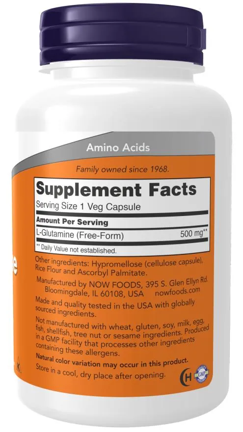 L-глютамін NOW L-Glutamine 500 мг вег. капсули №120