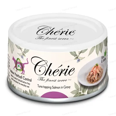 Корм вологий Cherie Indoor Hairball Control для котів з тунцем та лососем в соусі для запобігання утворення шерстяних грудочок, 80 г