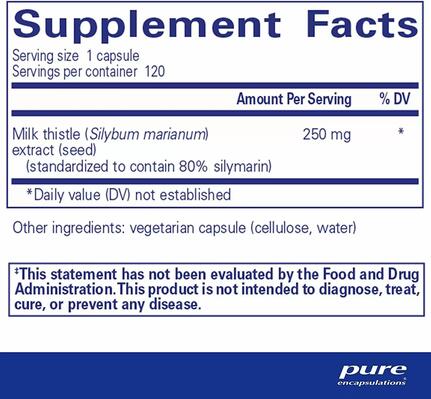Силимарин Pure Encapsulations Silymarin, 120 капсул