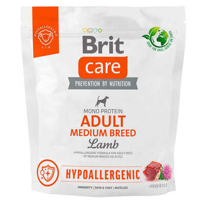 Корм сухой Brit Care Dog Hypoallergenic Adult Medium Breed гипоаллергенный для собак средних пород, ягненок, 1 кг