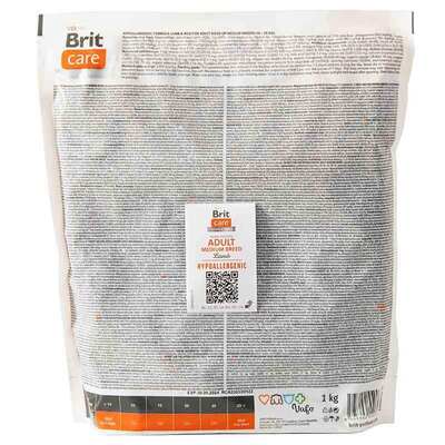 Корм сухой Brit Care Dog Hypoallergenic Adult Medium Breed гипоаллергенный для собак средних пород, ягненок, 1 кг