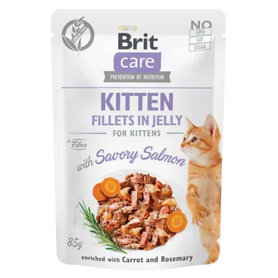 Корм вологий Brit Care Cat для кошенят лосось у желе, 85 г