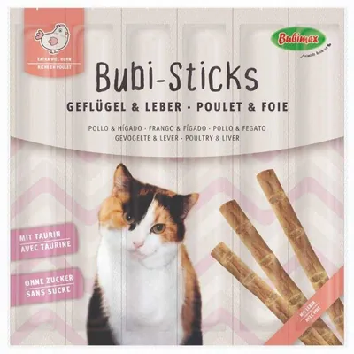 Ласощі Bubimex Bubi Sticks with Poultry and Liver Снеки жувальні з птицею і печінкою для котів, 30 г