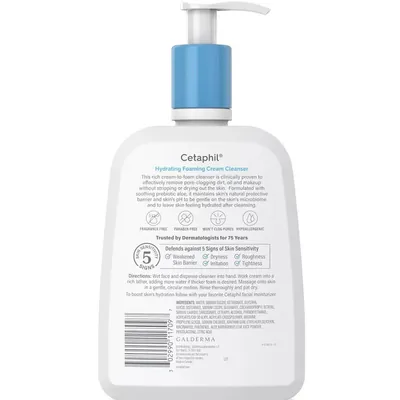 Крем-пінка для обличчя Cetaphil Hydrating Foaming Cream Cleanser зволожуюча очищуюча, 473 мл