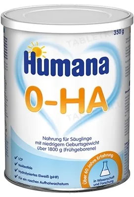 Суміш суха молочна Humana 0-HA гіпоалергенна з LC PUFA, пребіотиками і нуклеотидами для недоношених і дітей з малою вагою від народження, 350 г