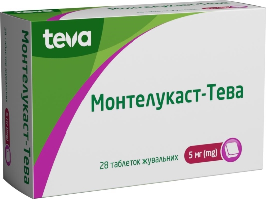 Монтелукаст-Тева таблетки жув. по 5 мг №28 (7х4)