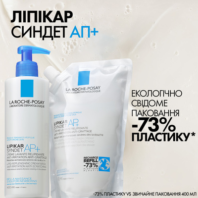 Крем-гель для обличчя і тіла La Roche-Posay Lipikar Syndet AP+ очищующий, для дуже сухої шкіри, змінний блок, 400 мл