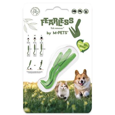 Набор для удаления клещей M-Pets Fearless Tick Remover для кошек и собак, зеленый, 3 штуки