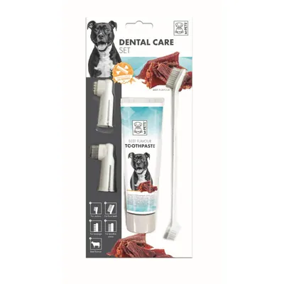 Набір для догляду за зубами M-Pets Dental Care Set для собак із зубною пастою зі смаком яловичини