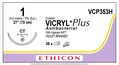 Шовний матеріал хірургічний Vicryl Coated Plus 1 з антибактеріальним покриттям, довжина 70 см, голка колюча 40 мм, 1/2 кола, VCP353H