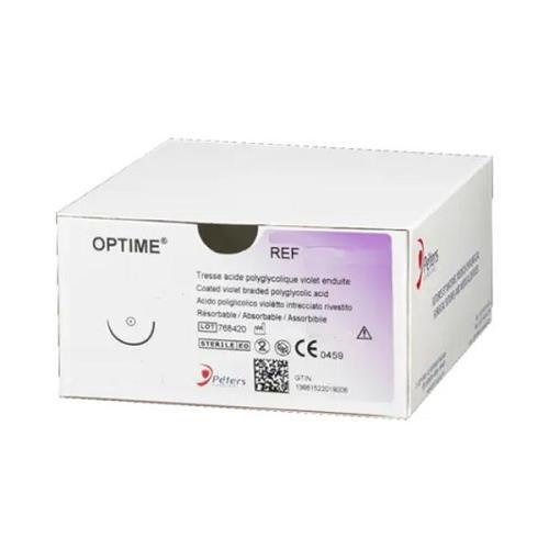 Шовний матеріал хірургічний Optime 1/0 (Вікріл), голка ріжуча 40 мм, 1/2 кола, довжина 90 см, 18S40L