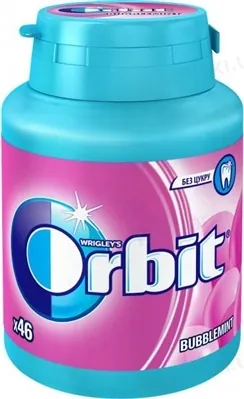 Жувальна гумка Orbit Bubblemint без цукру з фруктовим і м'ятним ароматом, банка, 46 штук