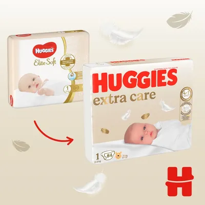 Підгузки Huggies Extra Care дитячі, розмір 1, 2-5 кг, 84 шт