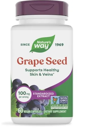 Екстракт виноградних кісточок Nature's Way Grape Seed Extract 100 мг, 60 вегетаріанських капсул
