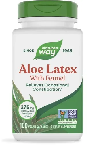 Алое вера з фенхелем Nature's Way Aloelax with Fennel Seed 140 мг, 100 вегетаріанських капсул