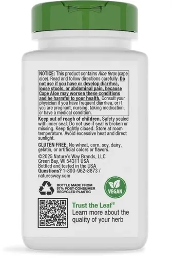 Алое вера з фенхелем Nature's Way Aloelax with Fennel Seed 140 мг, 100 вегетаріанських капсул
