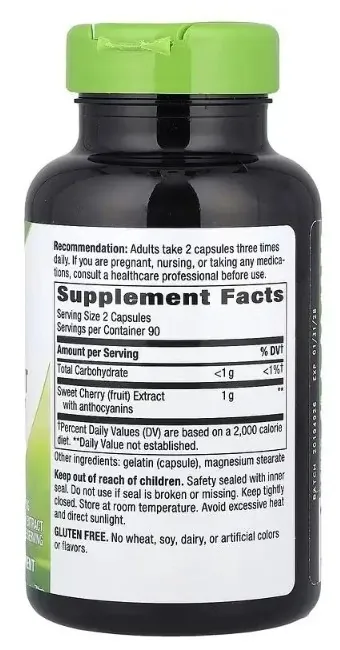 Черешня Nature's Way Cherry Fruit Sweet Cherry Extract 1000 мг, 180 капсул