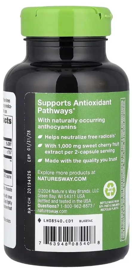 Черешня Nature's Way Cherry Fruit Sweet Cherry Extract 1000 мг, 180 капсул