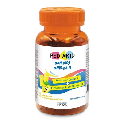 Ведмежуйки Pediakid Омега 3 для дітей / GOMMES OMEGA 3 - Омега 3, вітаміни A-E-B5-B6 та цинк, 60 жувальних вітамінів (PK17)