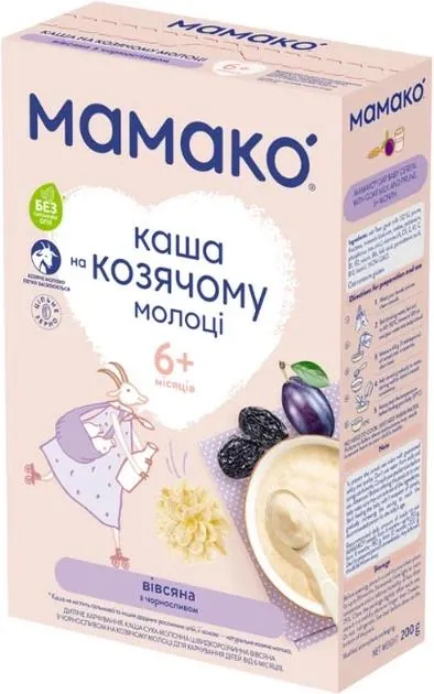 Каша молочна Mamako на козячому молоці вівсяна з чорносливом з 6 місяців, 200 г