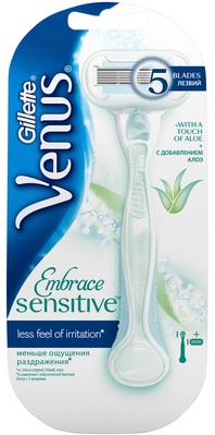 Станок для бритья (бритва) Venus 5 ProSkin Sensitive с 1 сменным картриджем для чувствительной кожи женский