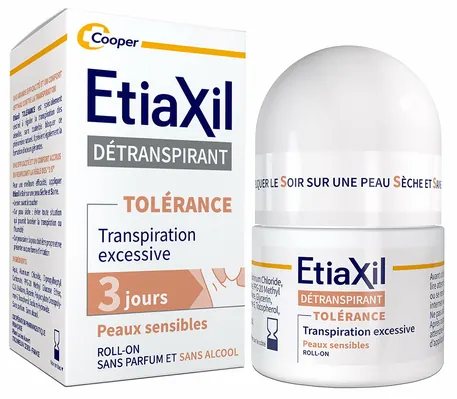 Дезодорант-антиперспірант кульковий Etiaxil Tolerance від підвищеного потовиділення для чутливої шкіри, 15 мл