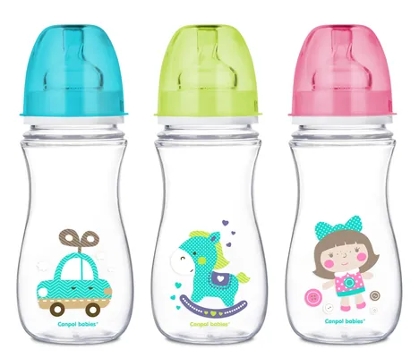 Пляшечка антиколікова Canpol Babies EasyStart Кольорові звірята 35/204 з широким отвором, 300 мл