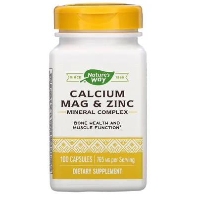 Кальцій, Магній, Цинк Nature`s Way Calcium Magnesium & Zinc, 100 капсул