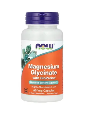 Магнію гліцинат NOW Magnesium Glycinate with BioPerine, 60 капсул