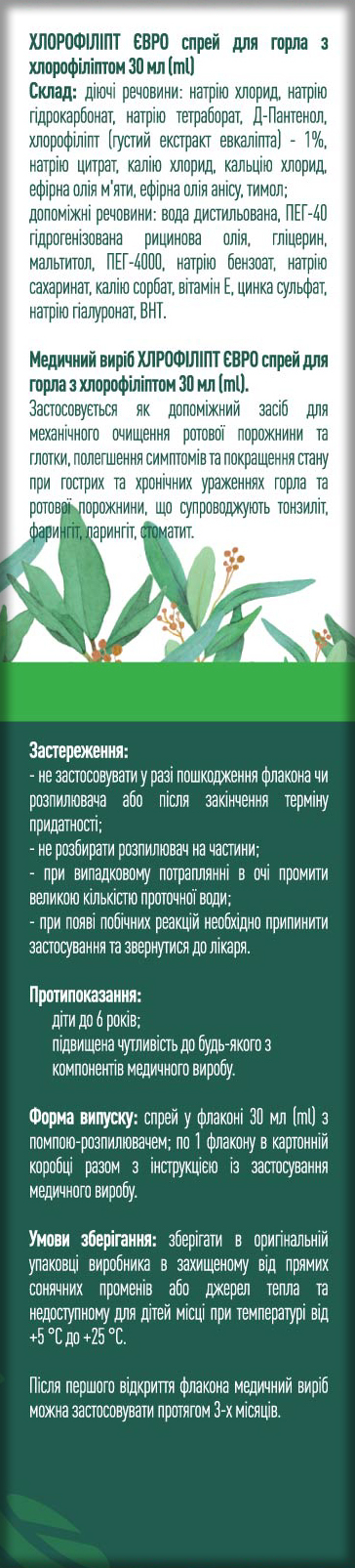 Хлорофиллипт Евро спрей, 30 мл