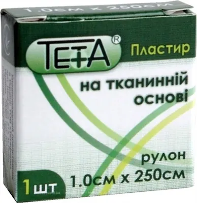 Пластир медичний Teta на тканинній основі, котушка, 1 х 250 см, 1 штука
