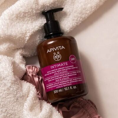 Крем-гель для інтимної гігієни Apivita Intimate Додатковий комфорт ніжний очищувальний, 300 мл