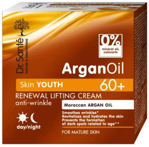 Крем-ліфтинг для обличчя Dr.Sante Argan Oil 60+ відновлюючий проти зморшок, 50 мл