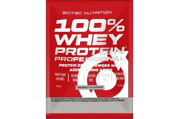 Протеїн сироватковий змішаний Scitec Nutrition 100% Whey Protein Professional кокос, 30 г